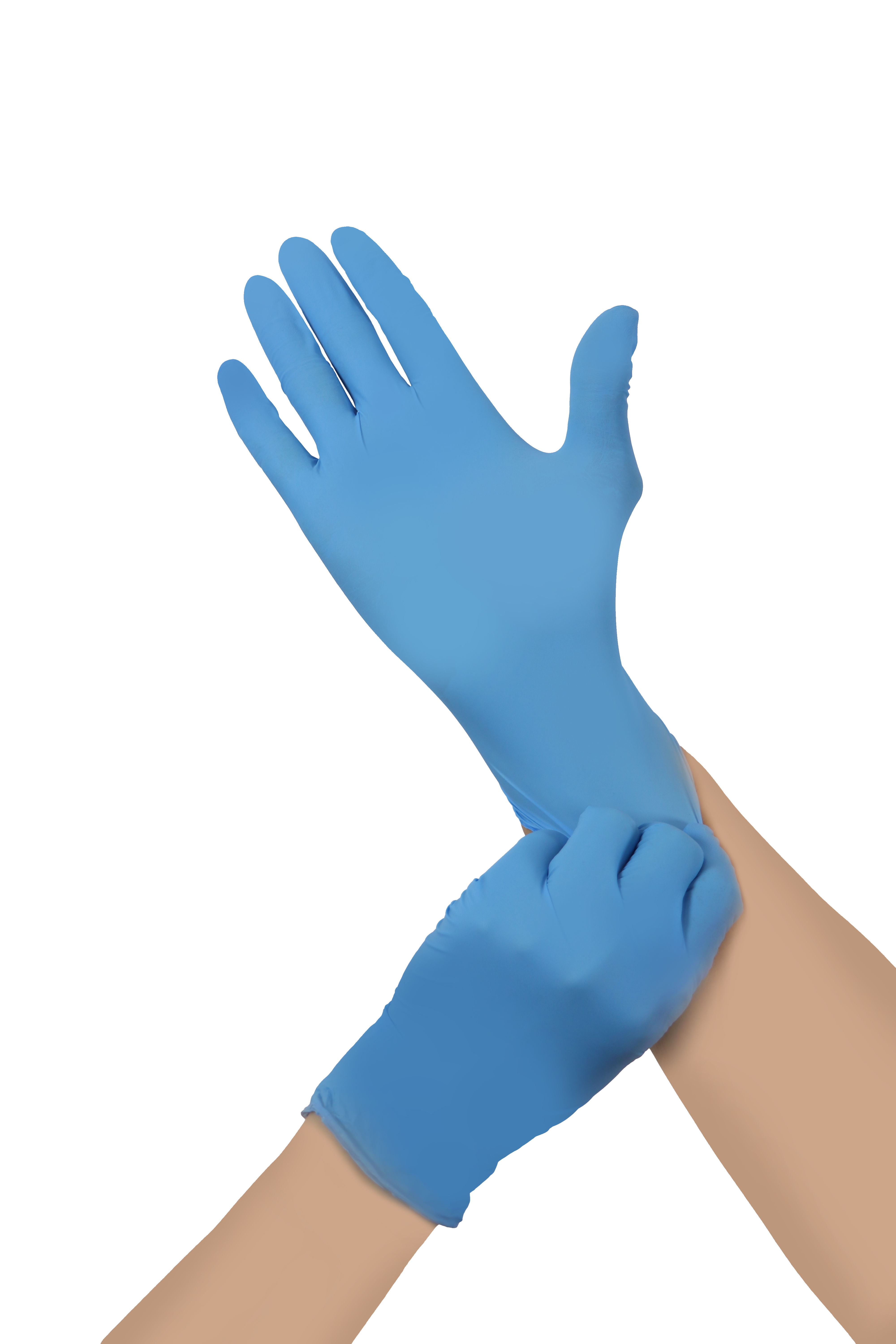 Blue nitrile gloves