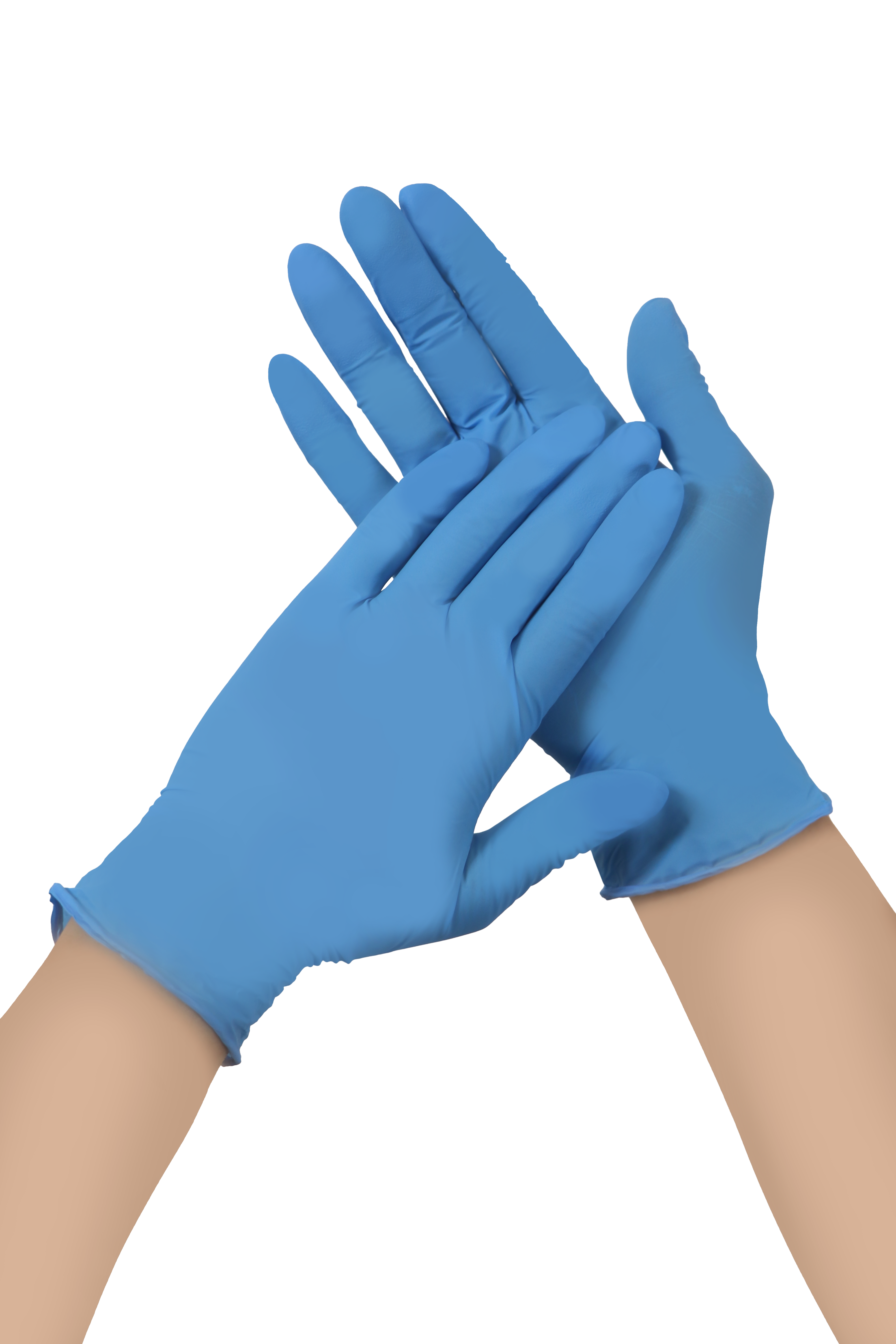 Blue nitrile gloves