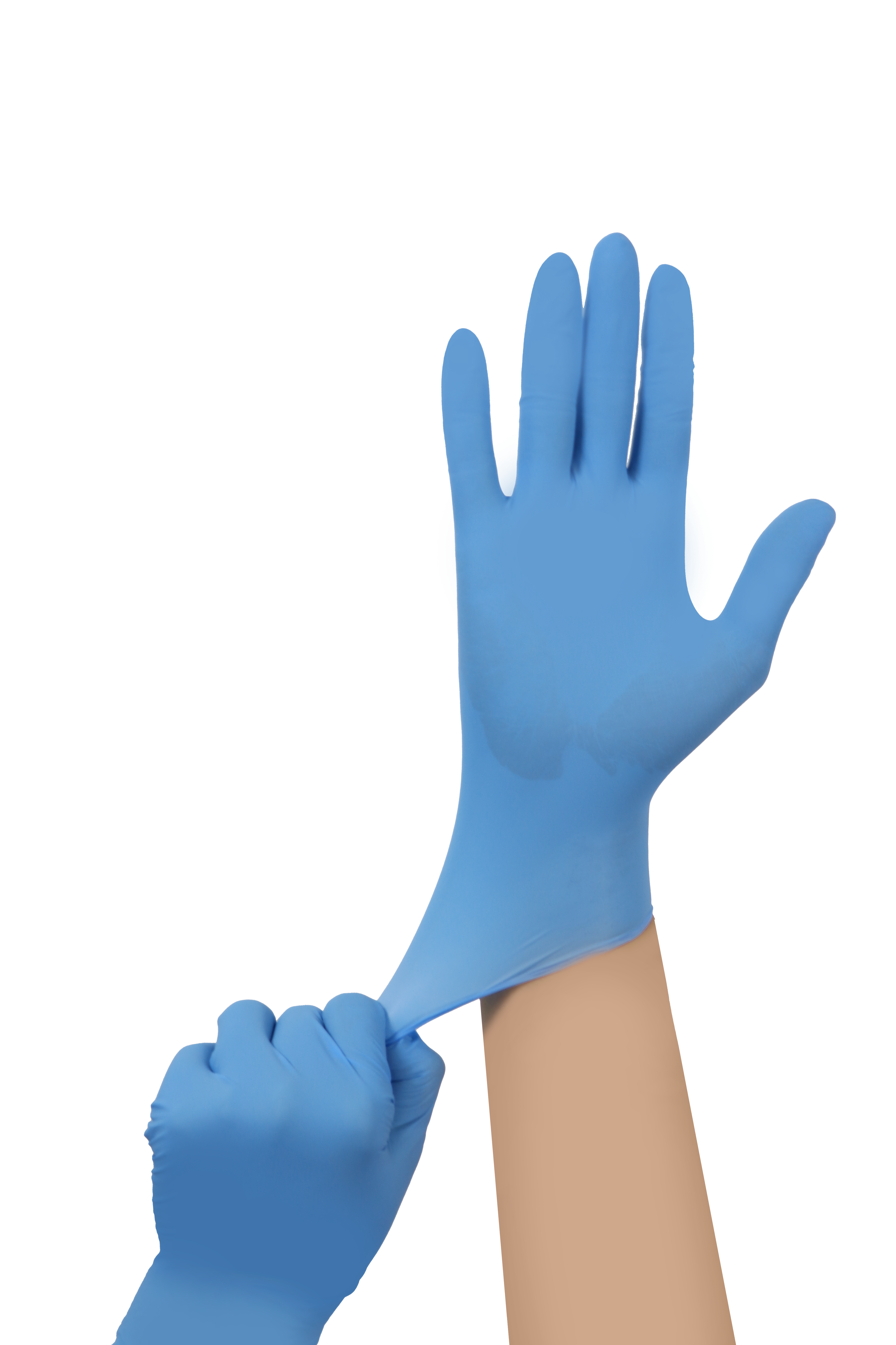 Blue nitrile gloves