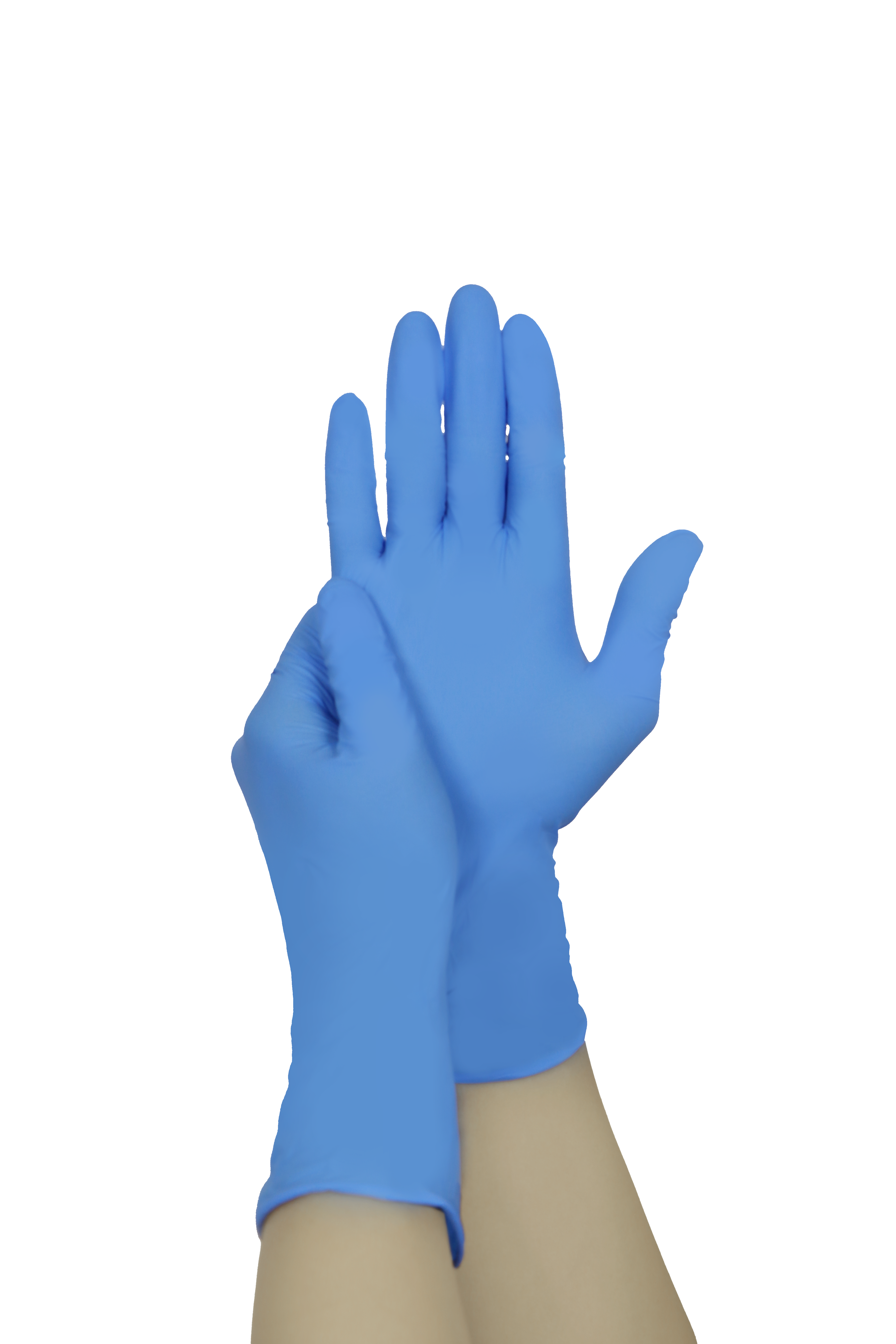 Blue nitrile gloves