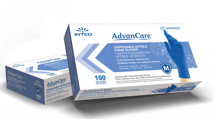 Blue nitrile gloves