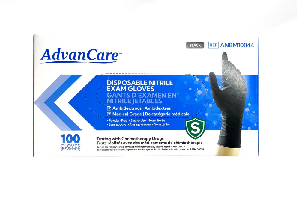 AdvanCare Nitrile Examination Gloves- Black