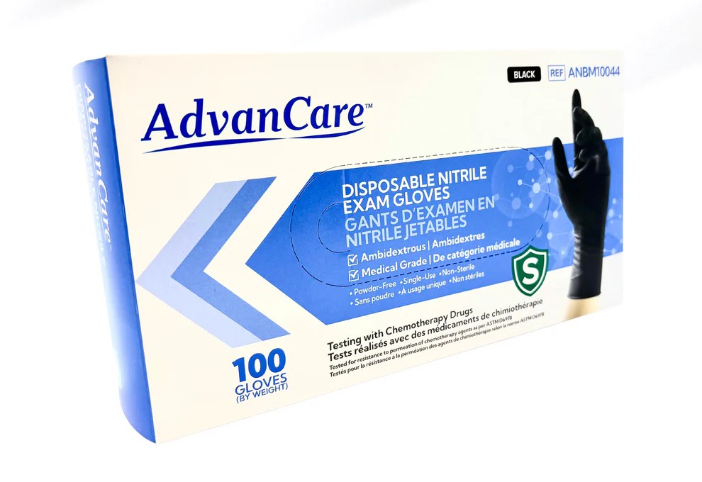 AdvanCare Nitrile Examination Gloves- Black